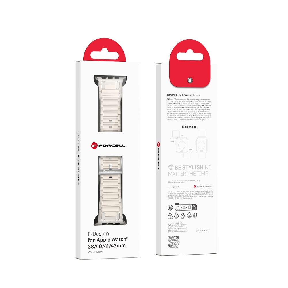 Forcell F-Design FA06 siksniņa Apple Watch 38 / 40 / 41 mm, balta