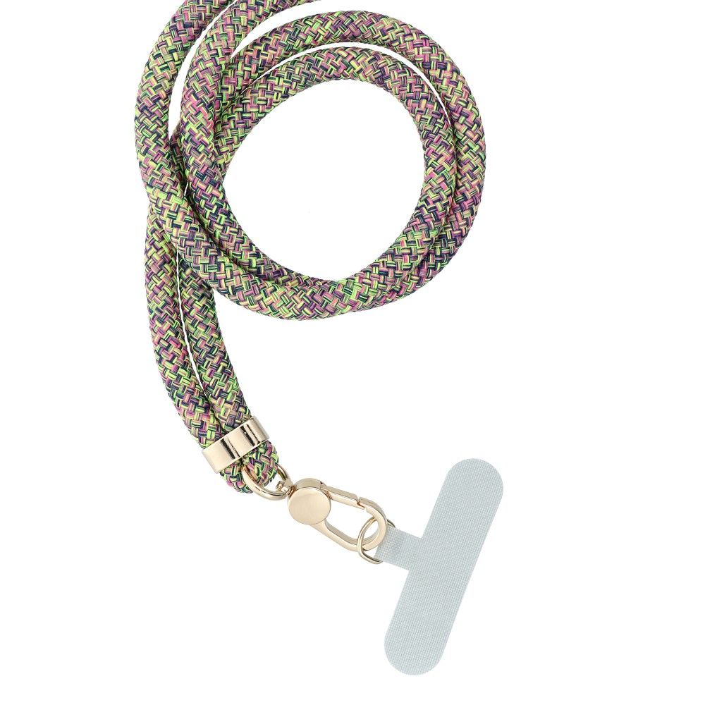 SWING (8mm) pendant for the phone with adjustable length / cord length 165cm (max 82.5cm in the loop) / on the shoulder or neck - grey-green-pink — attēls 4