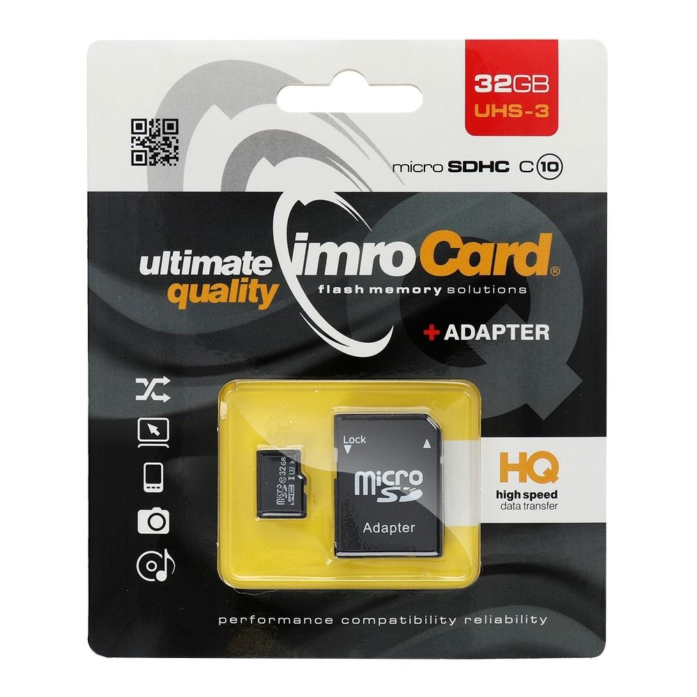 Adapteris IMRO memory card microSD 32GB 100MB/s class 10 UHS 3 with adapter SD