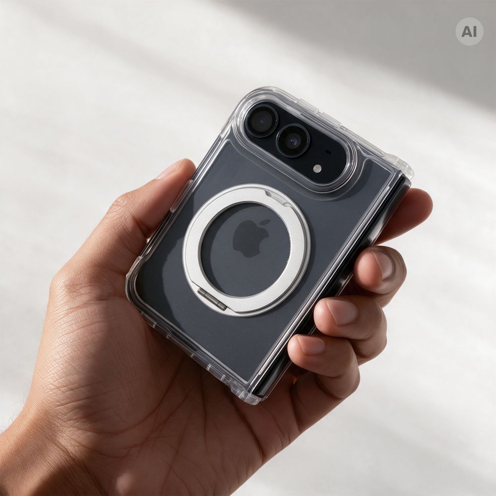 4sD-i Clear Case Circle stand aizsargvāciņš iPhone Duo, caurspīdīgs