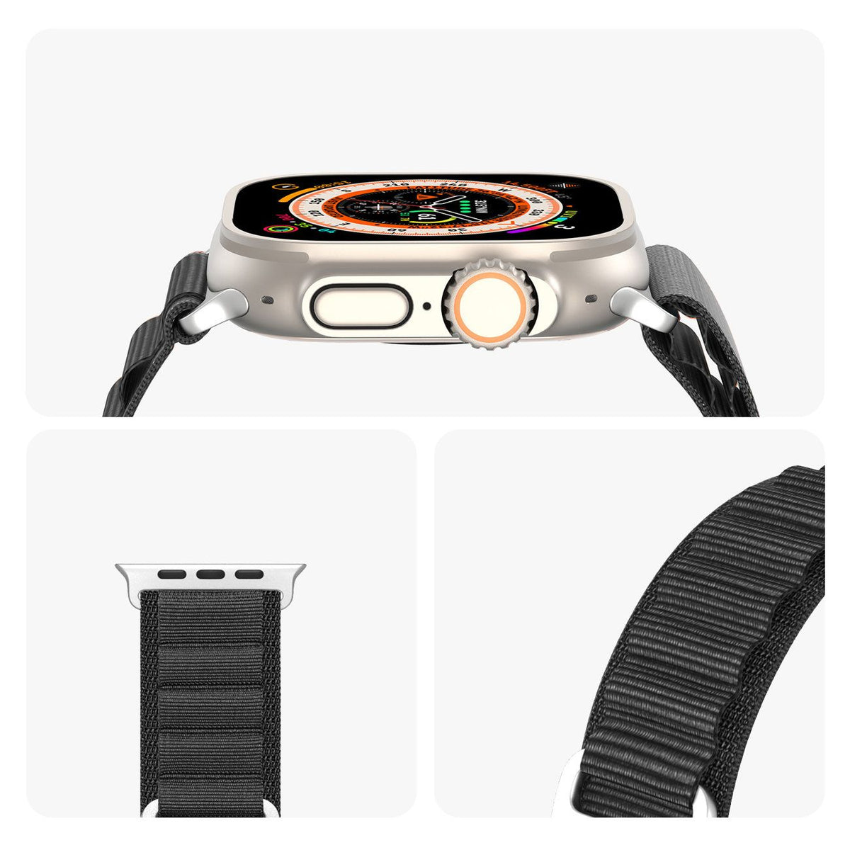 Dux Ducis GS neilona siksniņa Apple Watch 42/44/45/49 mm, melna