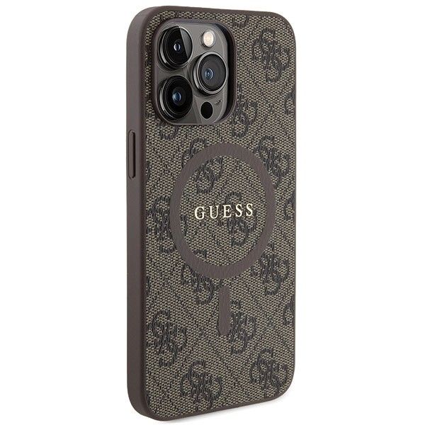Aizsargvāciņš iPhone 15 Pro – GUESS compatible with MagSafe GUHMP15LG4GFRW (4G Ring classic logo), brūns — attēls 4