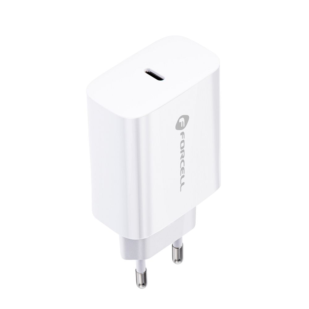 Uzlādes adapteris FORCELL F-ENERGY TFK-TC-20WPD travel charger Type C + cable Type C to Lightning PD QC4.0 3A 20W white — attēls 4