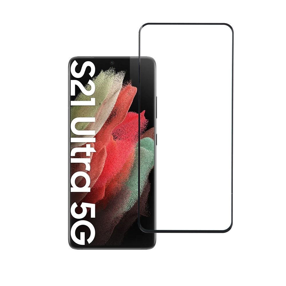 Aizsargstikls Samsung Galaxy S21 Ultra – Blue Star Full Face (full glue/small size) - black Tempered Glass Blue Star — attēls 2