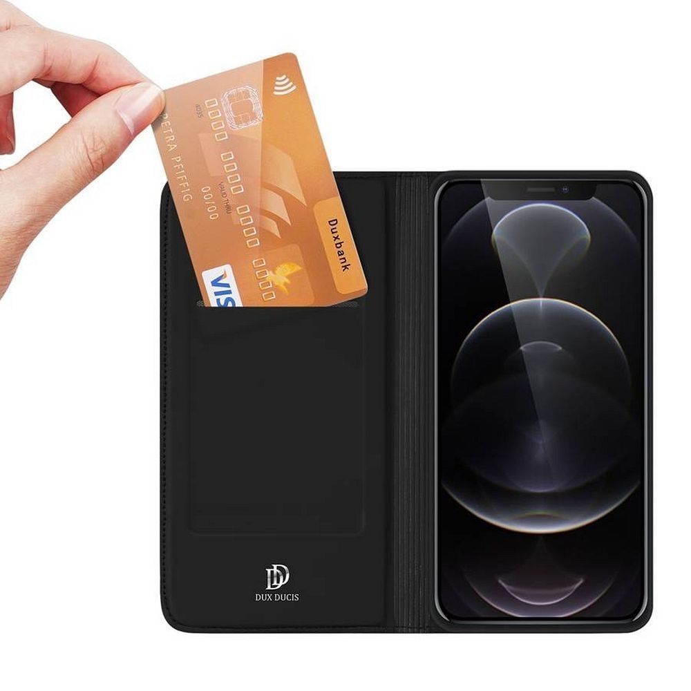 Aizsargvāciņš iPhone 13 Pro Max – DUX DUCIS wallet SKIN PRO, melns — attēls 2
