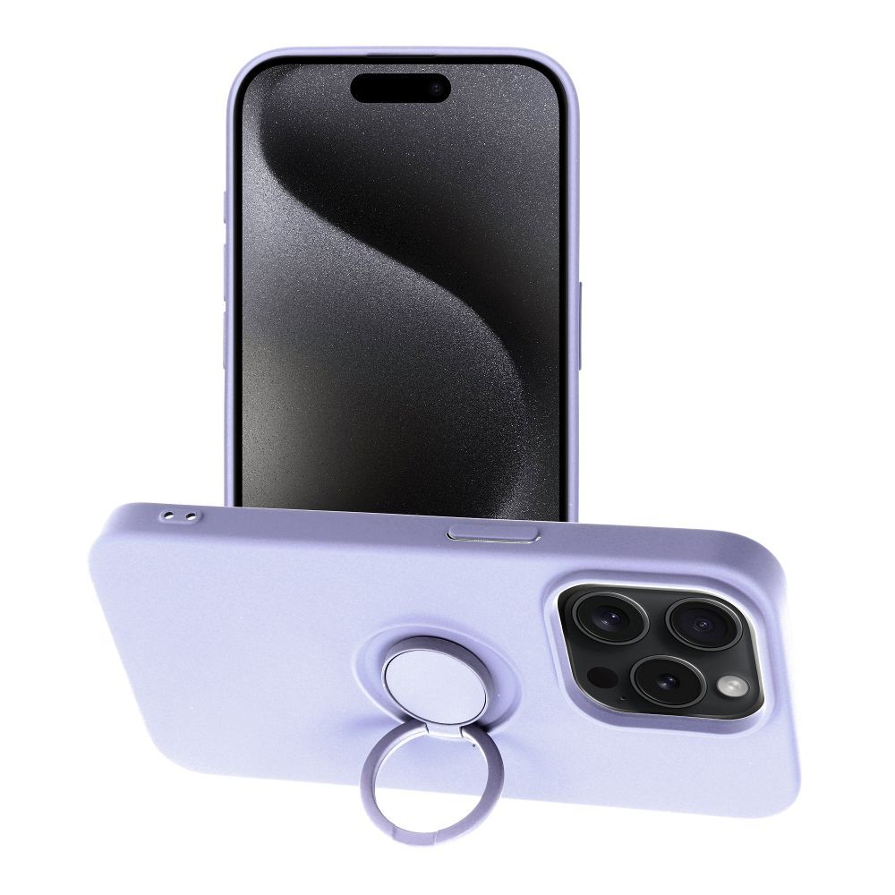 Aizsargvāciņš iPhone 15 Pro – SILICONE RING, violets