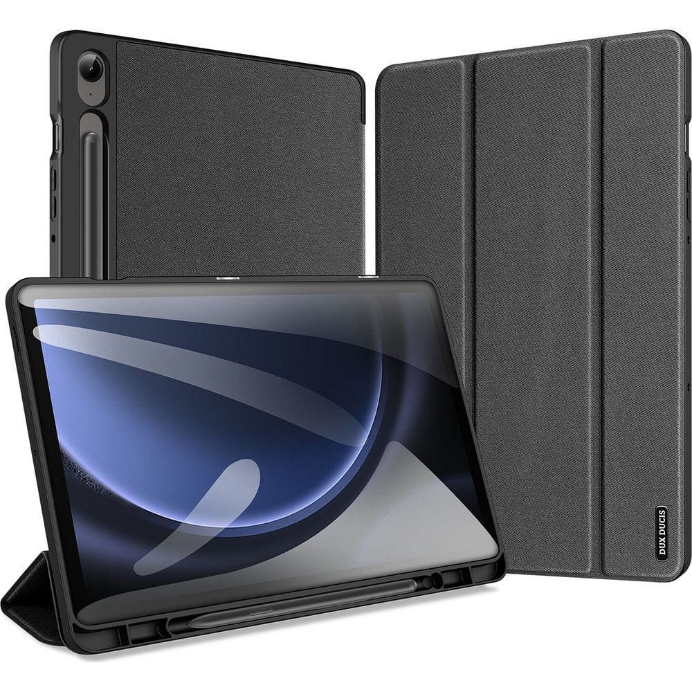 Aizsargvāciņš Samsung Tab S9 FE – DUX DUCIS DOMO foldable with pencil storage, melns — attēls 2