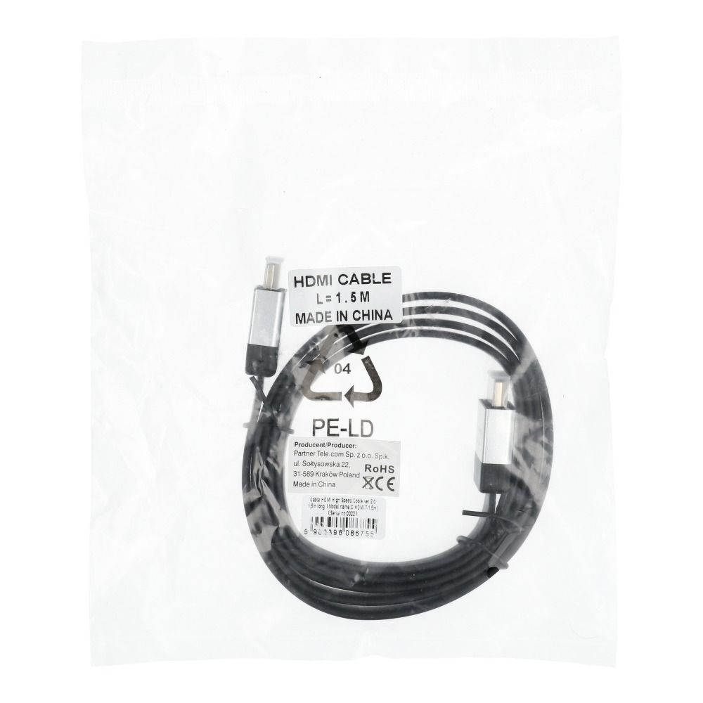 Kabelis Cable HDMI to HDMI 4K 60Hz High Speed with Ethernet ver. 2.0 1,5 m black — attēls 3