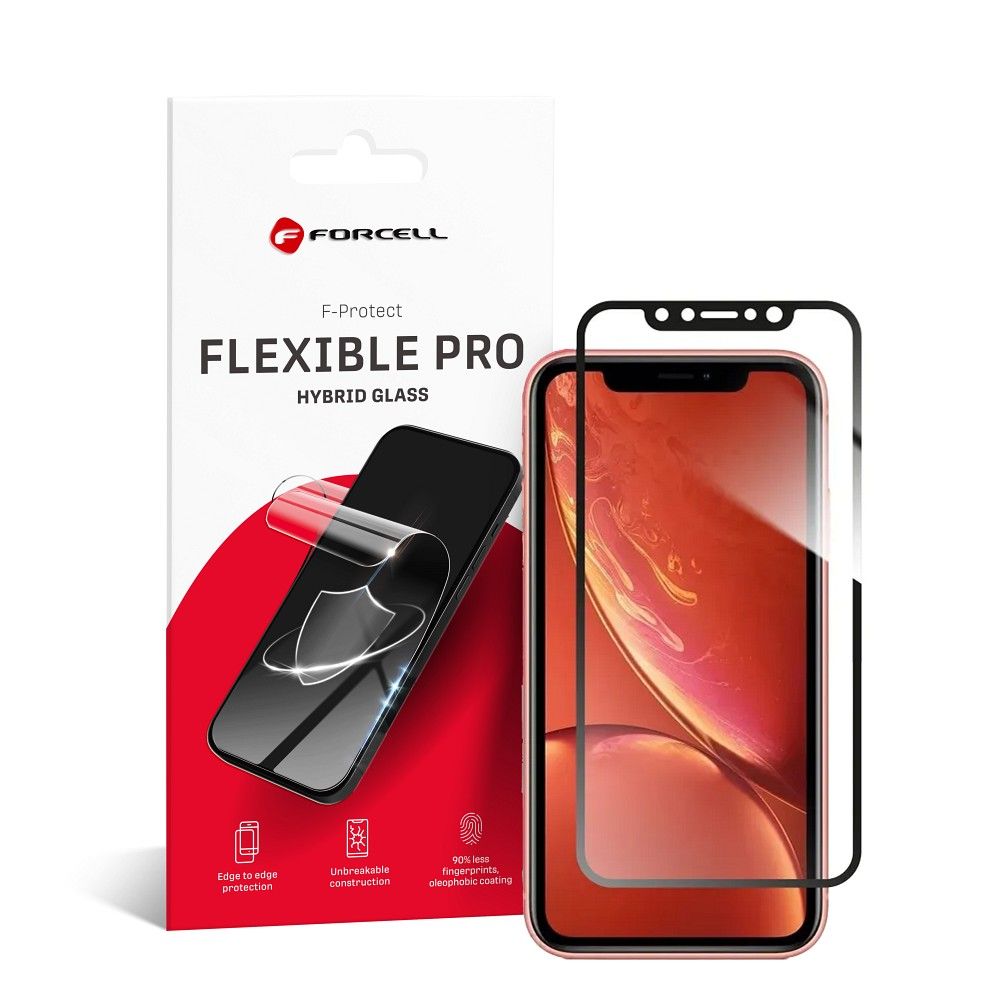 Aizsargstikls iPhone Xr/11 – Forcell Flexible Nano 5D, melns