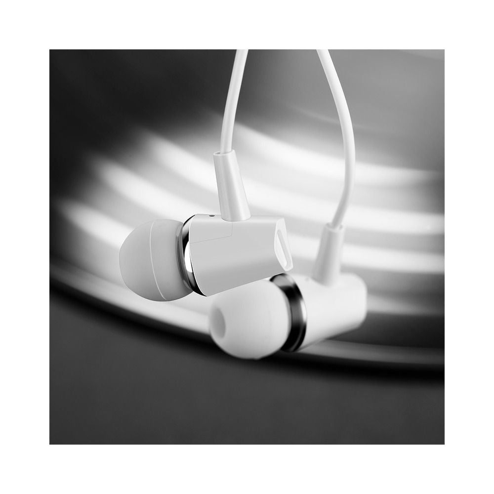 Mikrofons HOCO wire earphones Jack 3,5 mm with microphone M34 white — attēls 2