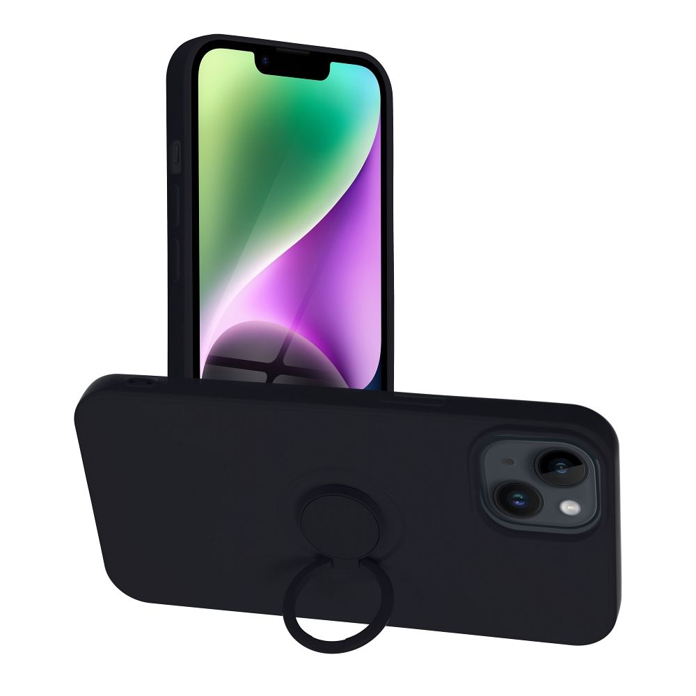 Aizsargvāciņš iPhone 14 – SILICONE RING, melns