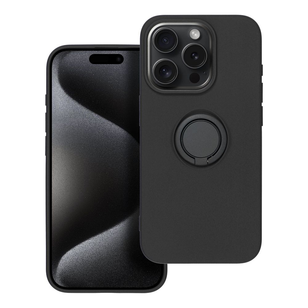 Aizsargvāciņš iPhone 15 Pro – SILICONE RING, melns — attēls 2