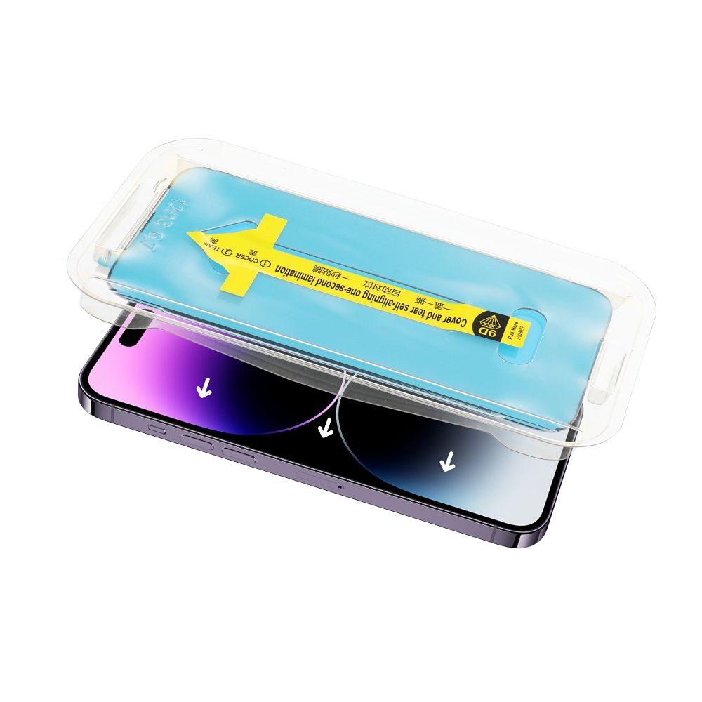 Aizsargstikls iPhone 14 Pro black – 5D Full Glue + applicator — attēls 4