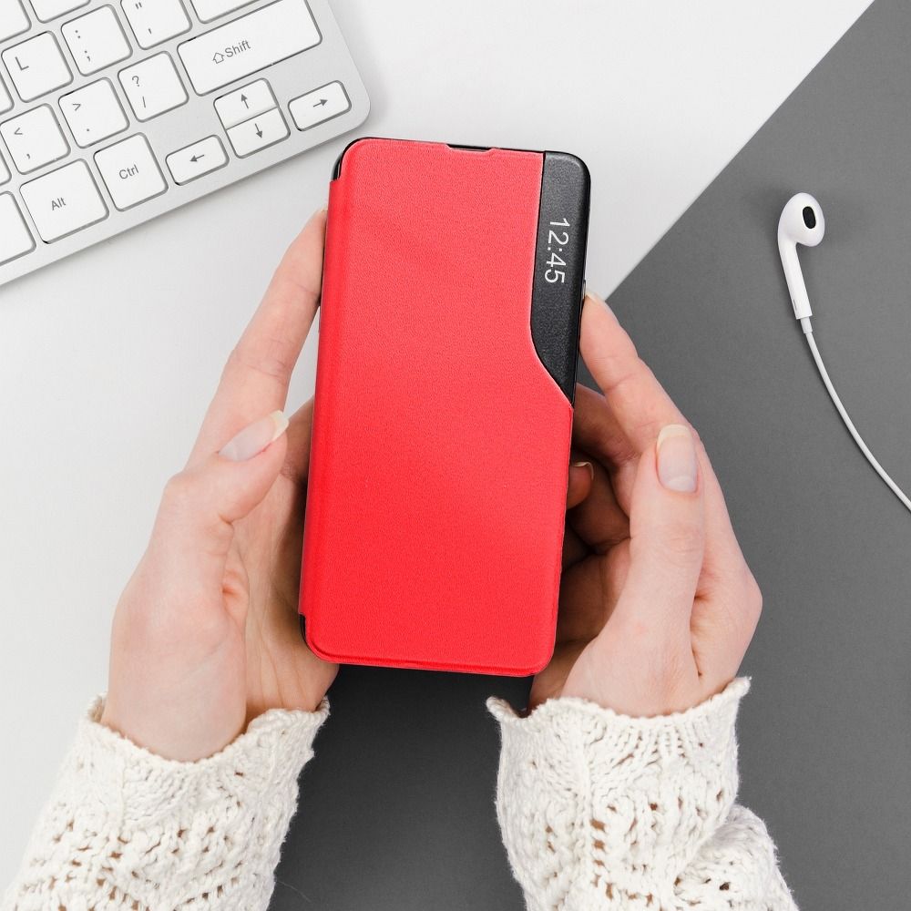 Aizsargvāciņš Xiaomi Redmi 9C – SMART VIEW MAGNET, sarkans — attēls 4