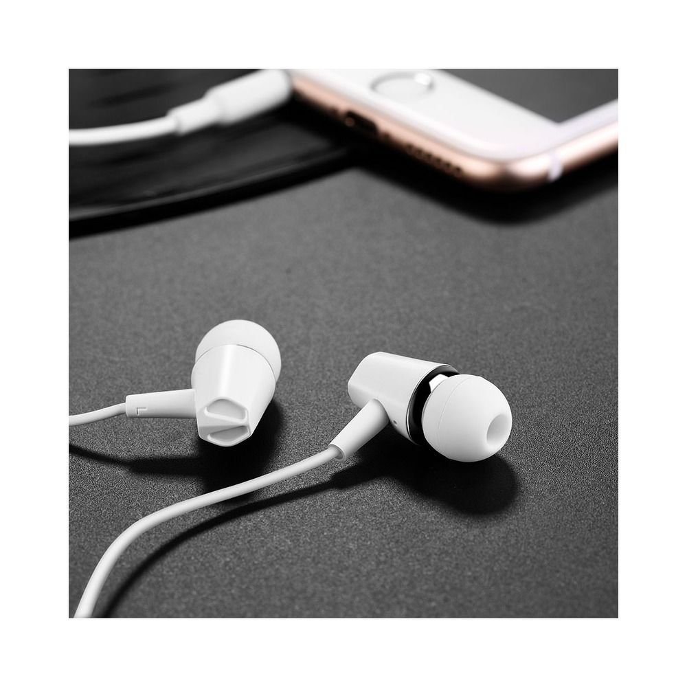 Mikrofons HOCO wire earphones Jack 3,5 mm with microphone M34 white — attēls 3