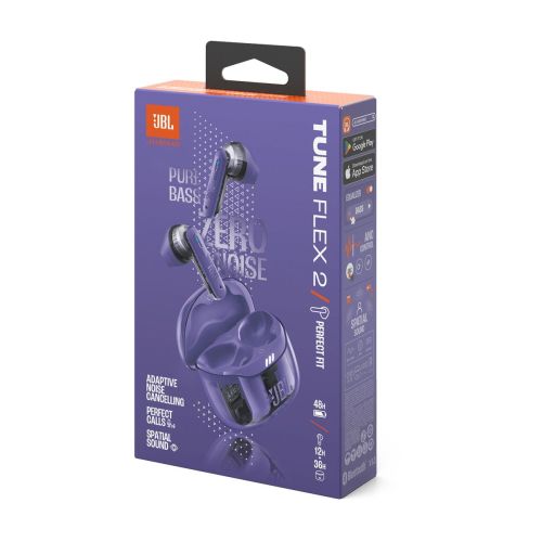 JBL Tune Flex 2 Ghost Edition, caurspīdīgi violets — bezvadu austiņas — attēls 1