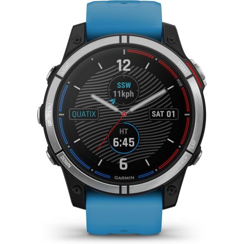 Garmin quatix 7 Standard 47 mm GPS, grafīta, gaiši zila silikona siksniņa — attēls 2