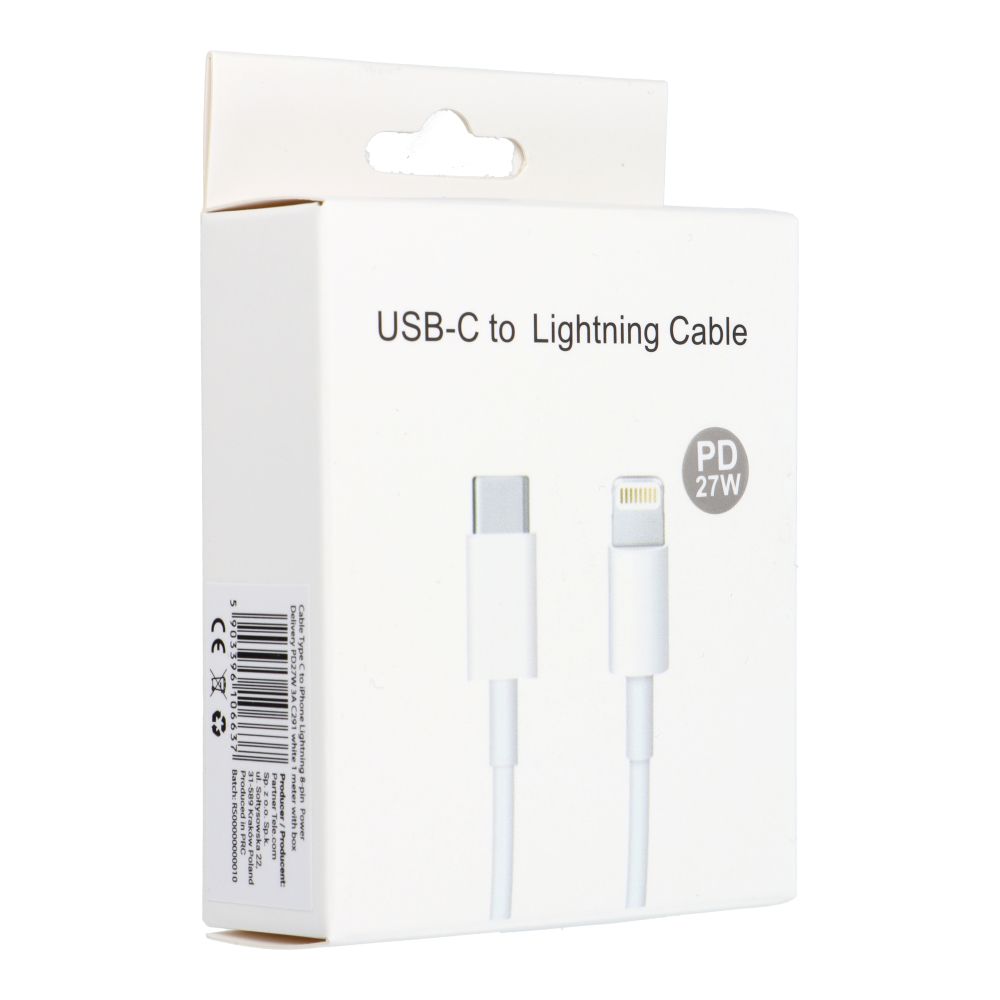 Kabelis Cable Type C to Lightning PD 3A 27W C291 BOX 1 m white — attēls 3