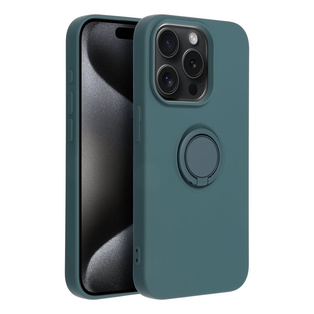 Aizsargvāciņš iPhone 15 Pro – SILICONE RING, zaļš — attēls 3