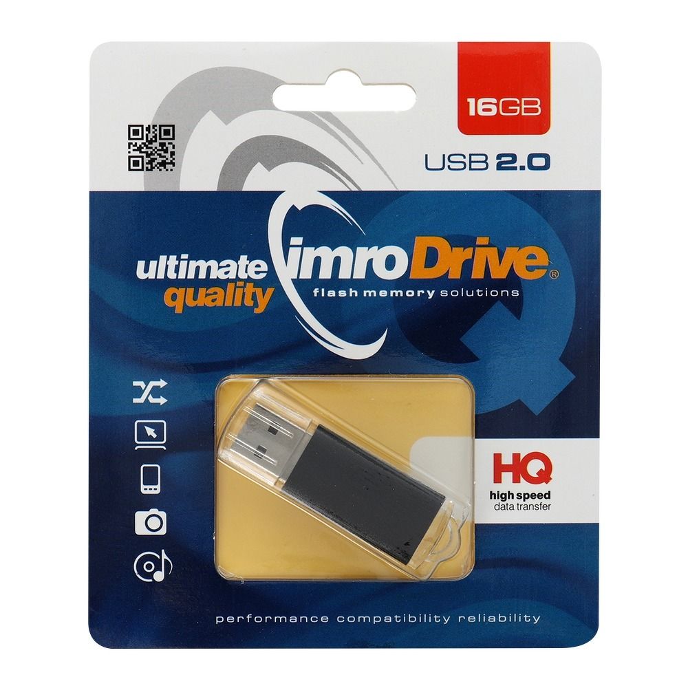 USB zibatmiņa IMRO pendrive BLACK 16GB USB2.0