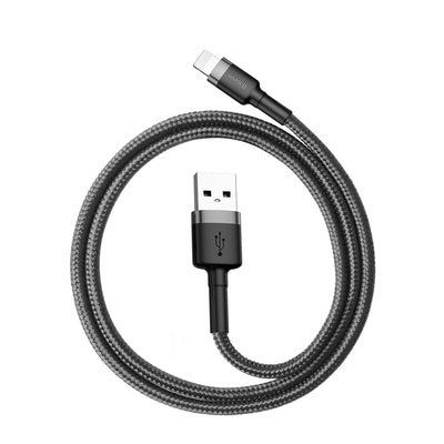 Baseus Cafule CALKLF-AG1 USB-A uz Lightning kabelis, 0,5 m, pelēks un melns