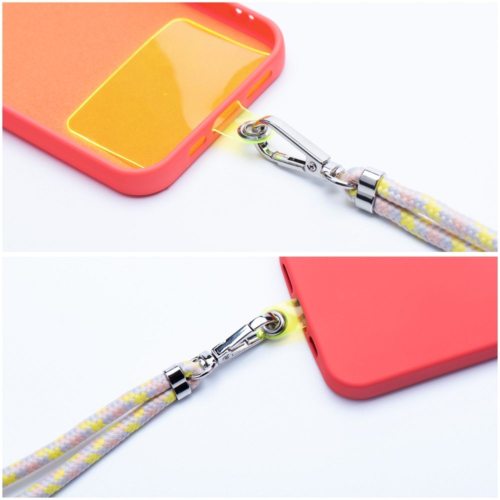 SWING (6mm) pendant for the phone with adjustable length / cord length 165cm (max 82.5cm in the loop) / on the shoulder or neck - gray-yellow — attēls 3