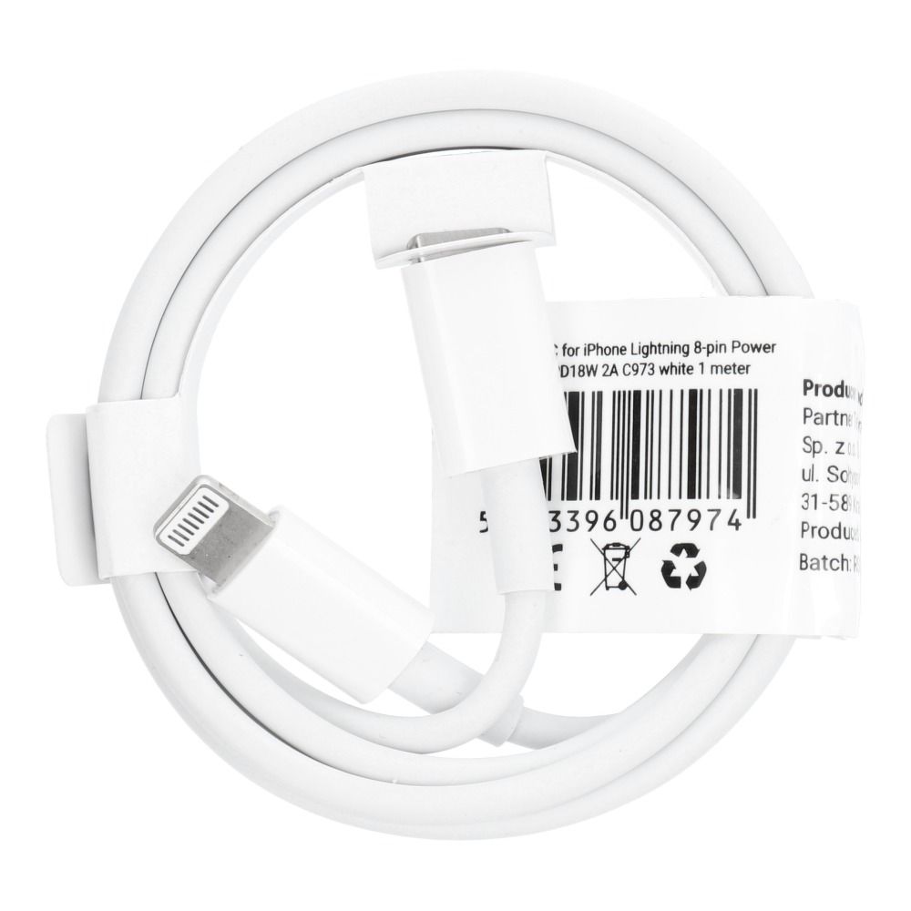 Kabelis Cable Type C to Lightning PD 2A 18W C973 1 m white