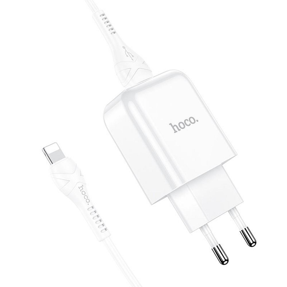 Uzlādes adapteris HOCO travel charger USB A + cable USB A to Lightning 2A N2 white