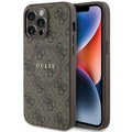 Aizsargvāciņš iPhone 15 Pro – GUESS compatible with MagSafe GUHMP15LG4GFRW (4G Ring classic logo), brūns