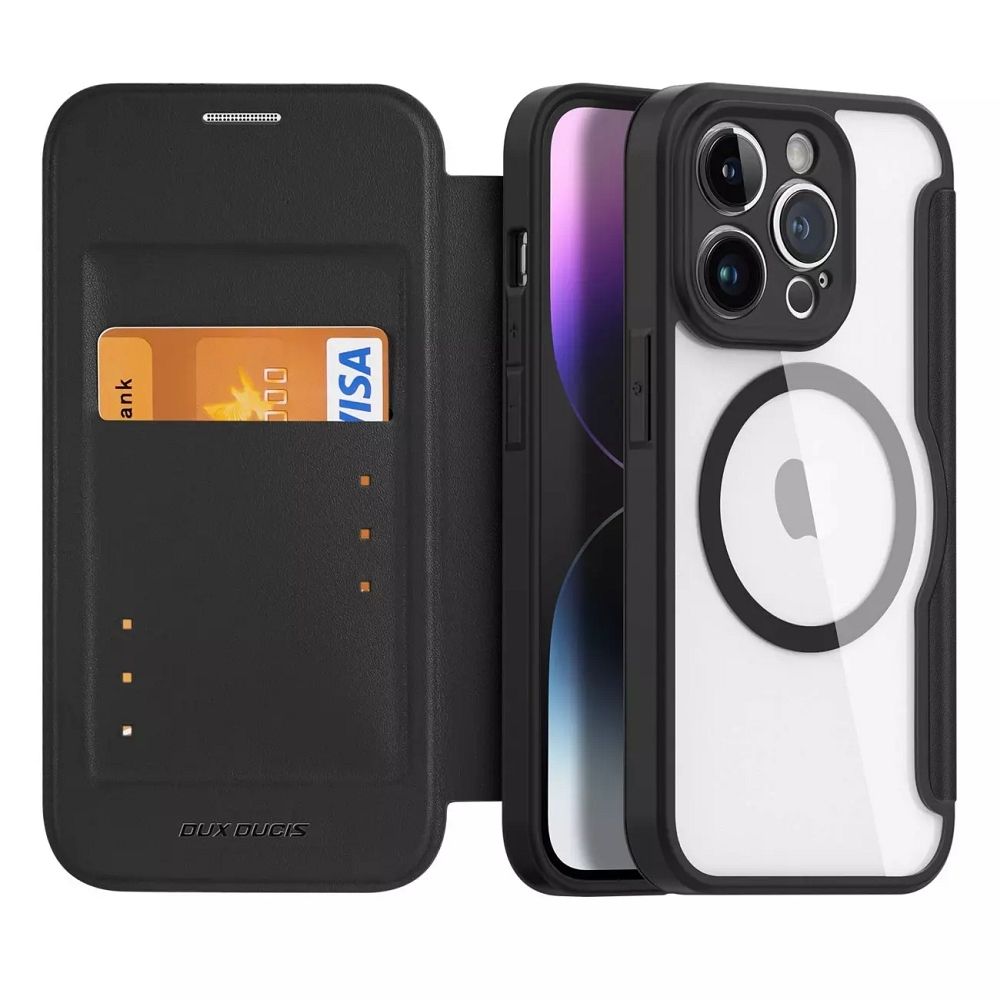 Aizsargvāciņš iPhone 14 Pro – DUX DUCIS wallet SKIN X PRO compatible with MagSafe, melns