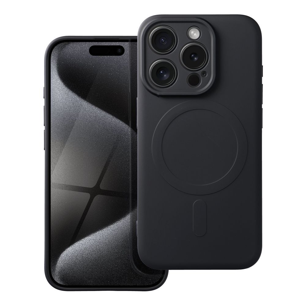 Aizsargvāciņš iPhone 15 Pro – SILICONE MAG compatible with MagSafe, melns
