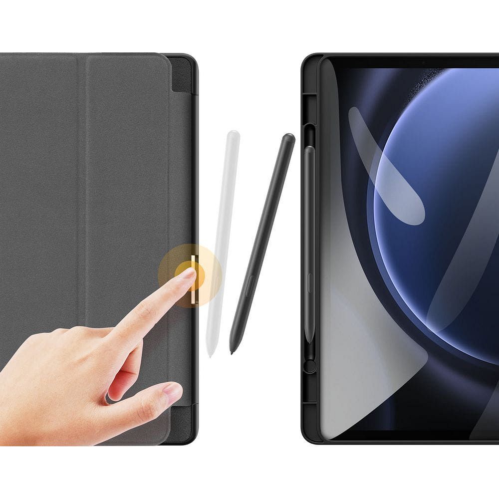 Aizsargvāciņš Samsung Tab S9 FE – DUX DUCIS DOMO foldable with pencil storage, melns — attēls 3