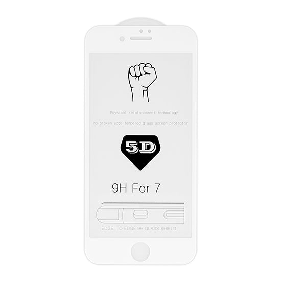 Aizsargstikls iPhone 7 (4,7") – Full Glue 5D, balts — attēls 2