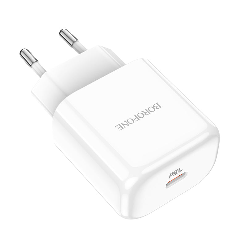 Uzlādes adapteris Borofone Wall charger BN3 Premium - Type C - QC 3.0 PD 2.0 20W white — attēls 3