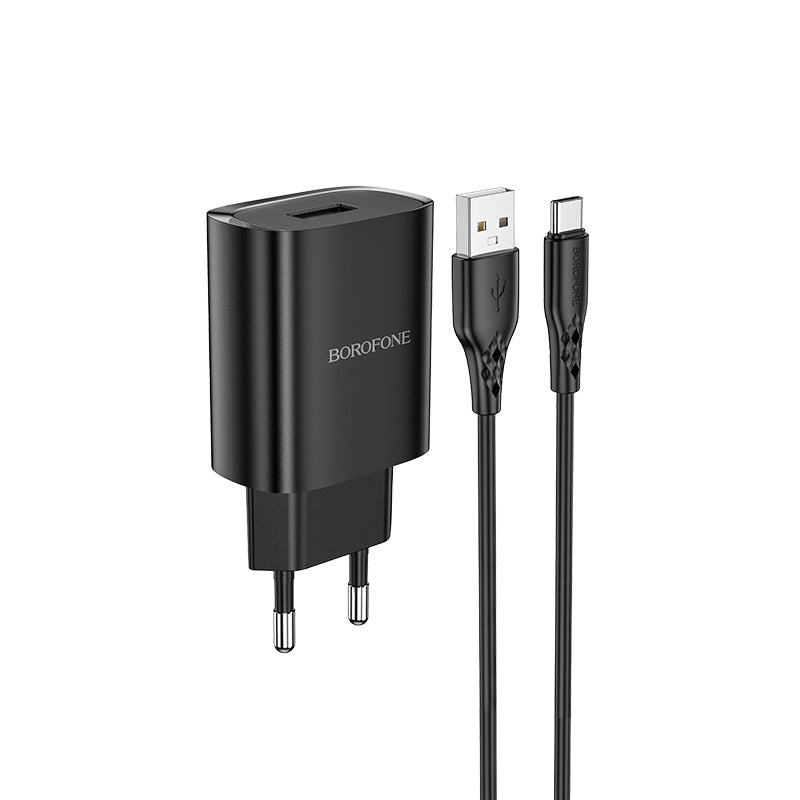 Uzlādes adapteris Borofone Wall charger BN1 Innovative - USB - 2,1A with USB to Type C black — attēls 4