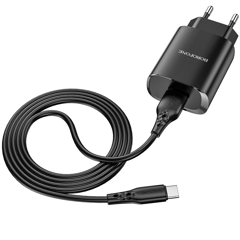 Uzlādes adapteris Borofone Wall charger BN1 Innovative - USB - 2,1A with USB to Type C black — attēls 3