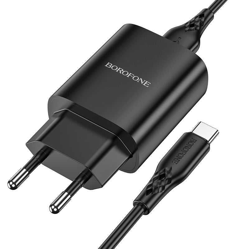 Uzlādes adapteris Borofone Wall charger BN1 Innovative - USB - 2,1A with USB to Type C black — attēls 2