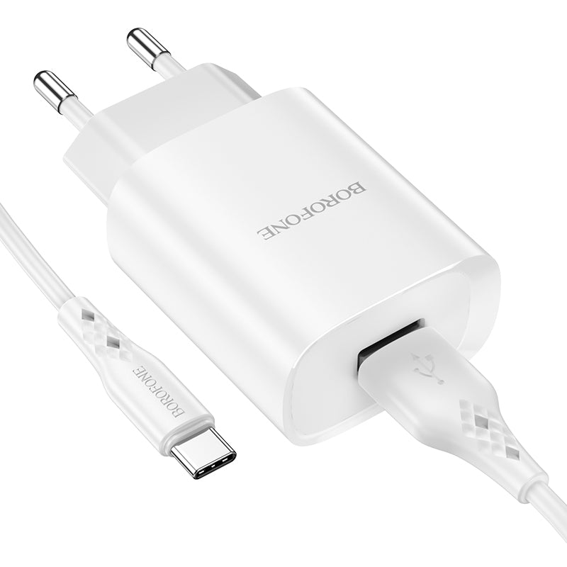 Uzlādes adapteris Borofone Wall charger BN1 Innovative - USB - 2,1A with USB to Type C white — attēls 3