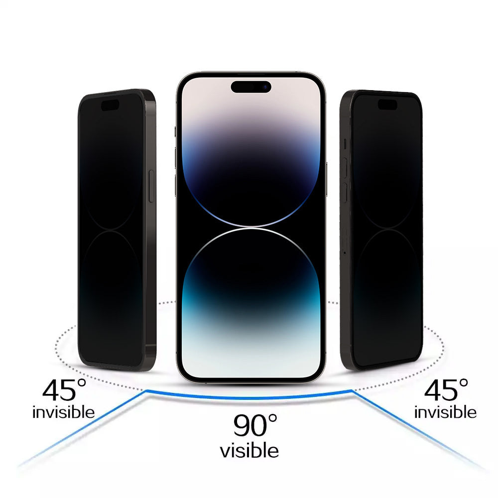 Aizsargstikls iPhone 13/13 PRO/16E/17E – Privacy, melns — attēls 3