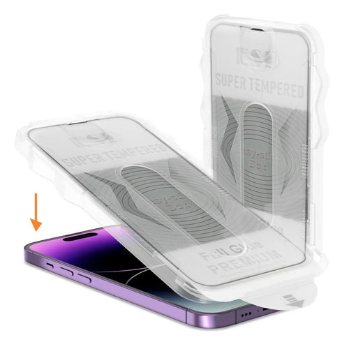 Aizsargstikls iPhone 11 – Full Glue Easy-Stick Box, melns — attēls 2
