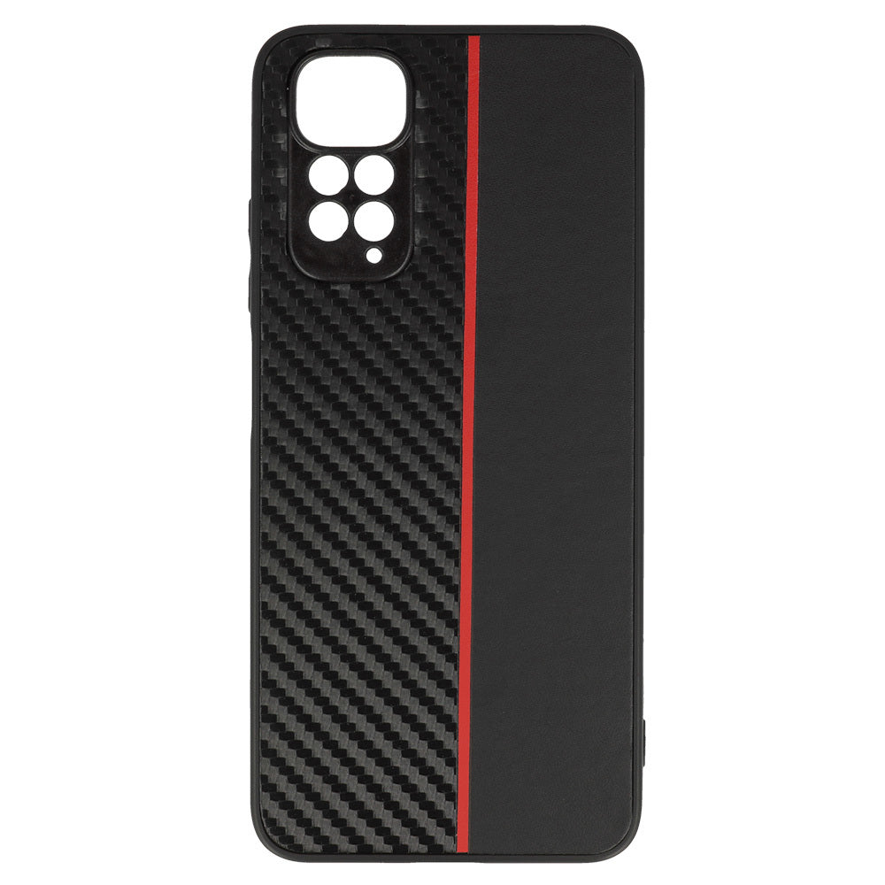 Aizsargvāciņš Xiaomi Redmi Note 11 Pro/Note 11 Pro 5G Black with red stripe – Tel Protect CARBON — attēls 2