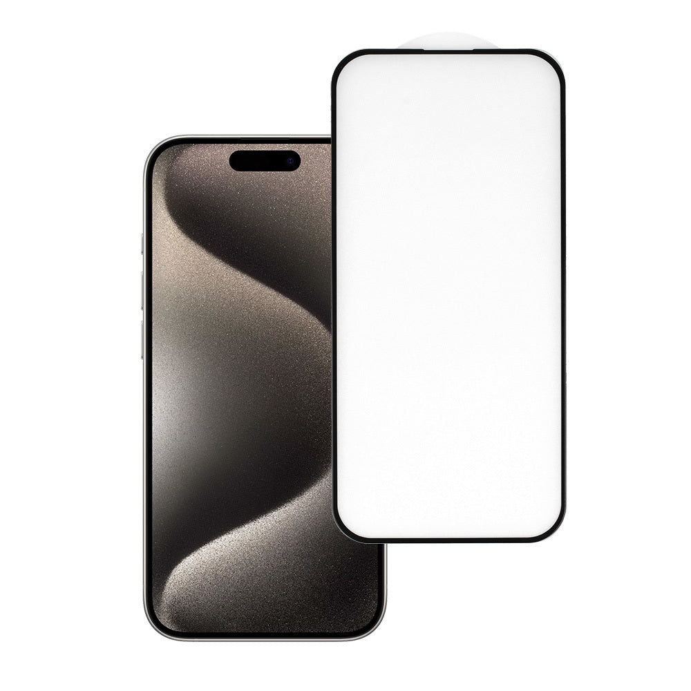 Aizsargstikls iPhone 15 PRO – HARD Full Glue 5D, melns — attēls 2