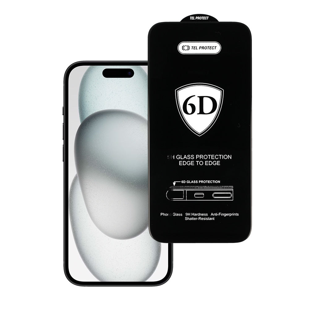 Aizsargstikls iPhone 15 PLUS – Tel Protect Full Glue 6D, melns — attēls 2