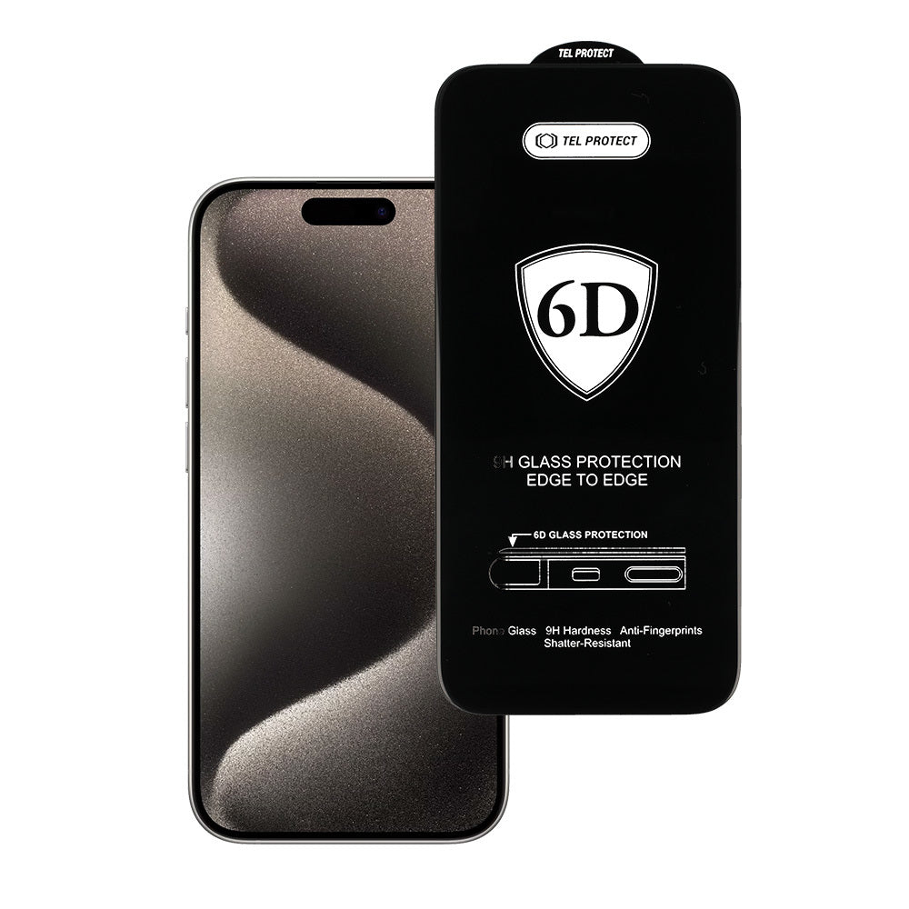 Aizsargstikls iPhone 15 PRO MAX – Tel Protect Full Glue 6D, melns — attēls 2