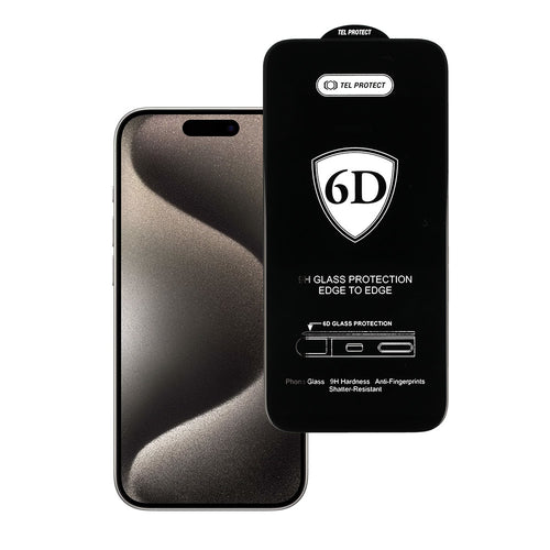 Aizsargstikls iPhone 15 PRO MAX – Tel Protect Full Glue 6D, melns — attēls 2