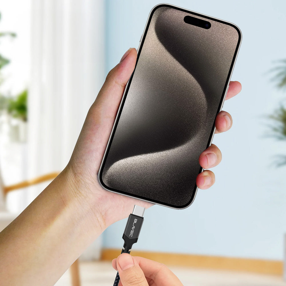 Kabelis Blavec Cable Raptor braided - Type C to Type C - PD 60W 3A 0,5 metres Apple CarPlay/Android Auto (CRA-CC3BG05) black-grey — attēls 4