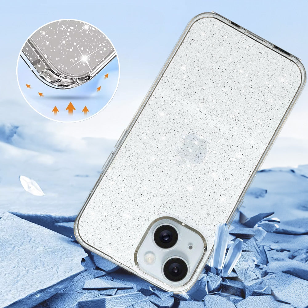 Aizsargvāciņš iPhone 15 – Crystal Glitter, sudraba — attēls 3