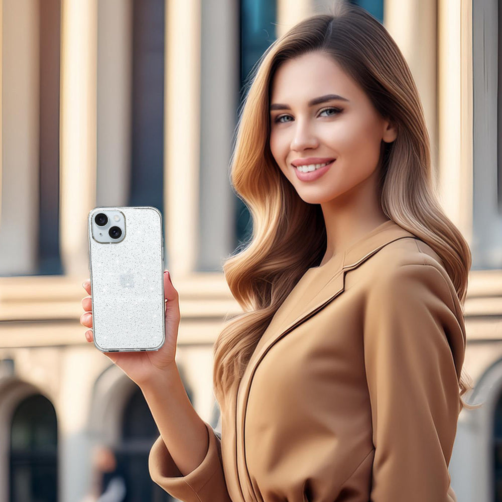 Aizsargvāciņš iPhone 15 – Crystal Glitter, sudraba — attēls 4