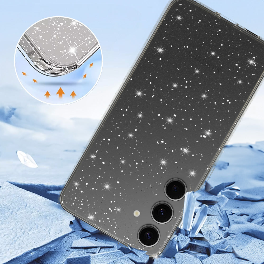 Aizsargvāciņš Samsung Galaxy A14 4G/5G – Crystal Glitter, sudraba — attēls 3