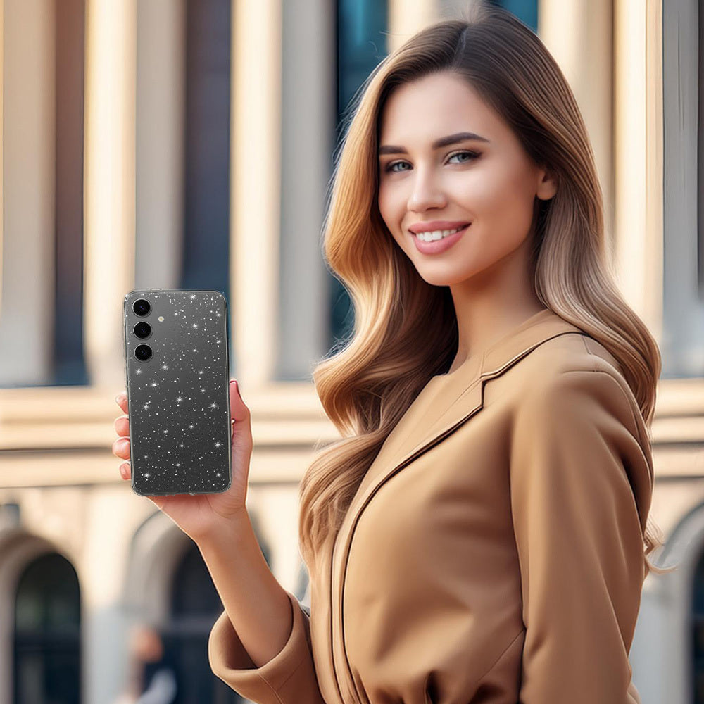 Aizsargvāciņš Samsung Galaxy A14 4G/5G – Crystal Glitter, sudraba — attēls 4